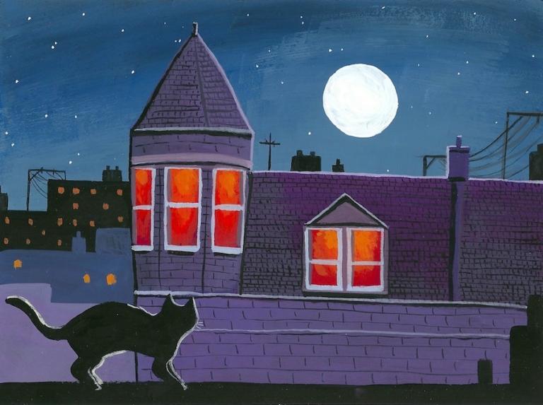 London town christmas cats art by ollie rollins