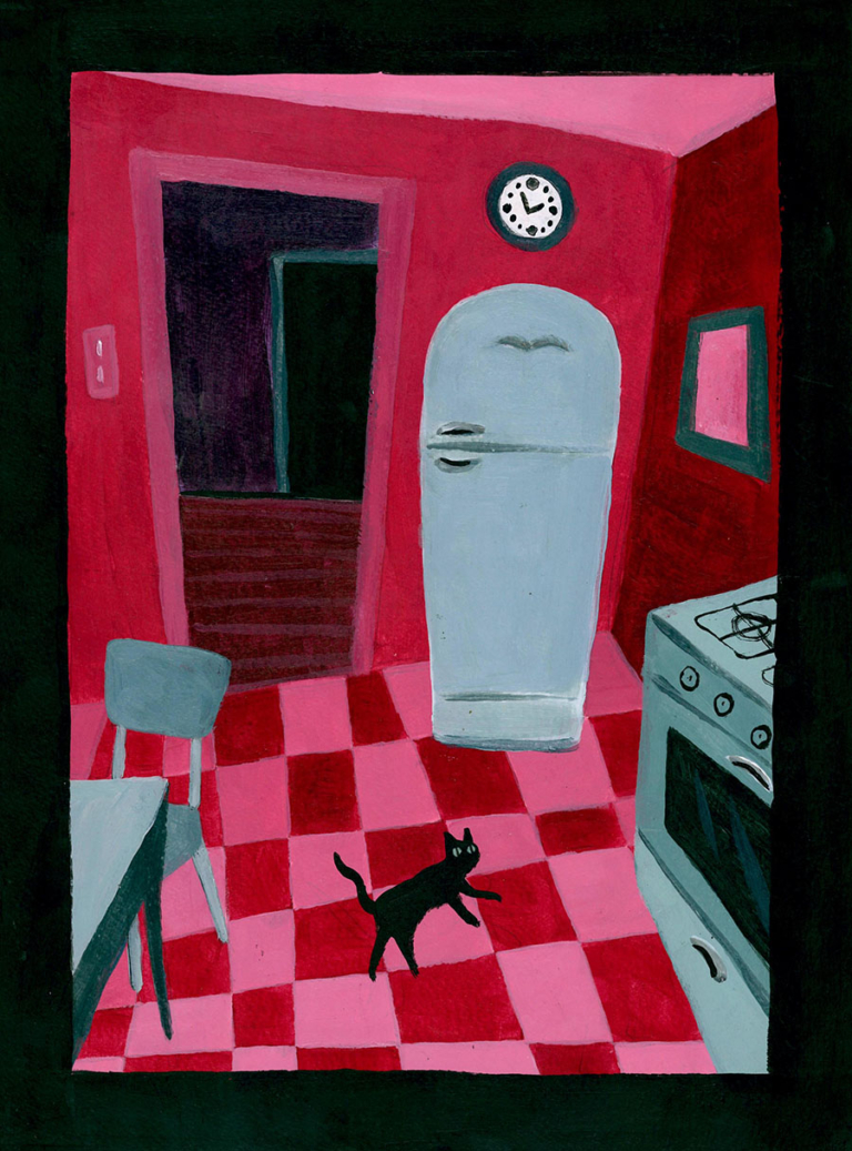 kitchen cat illustration by Ollie Rollins